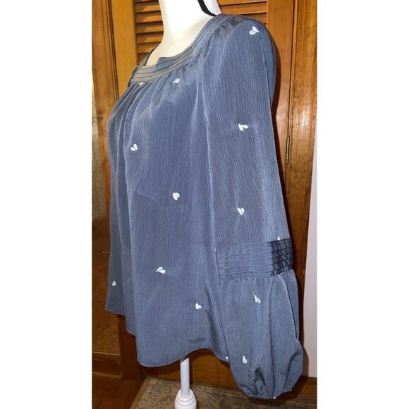 L C Lauren Conrad Dark Grey Heart Blouse -- L - Picture 4 of 8